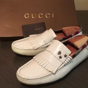 Men’s Gucci white leather shoes 10 US